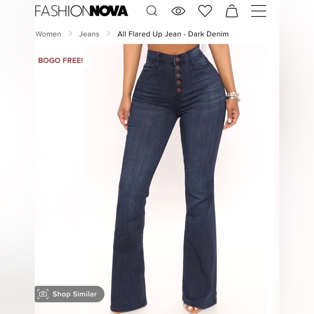 Fashion Nova Bell Bottom Button Jeans size 29